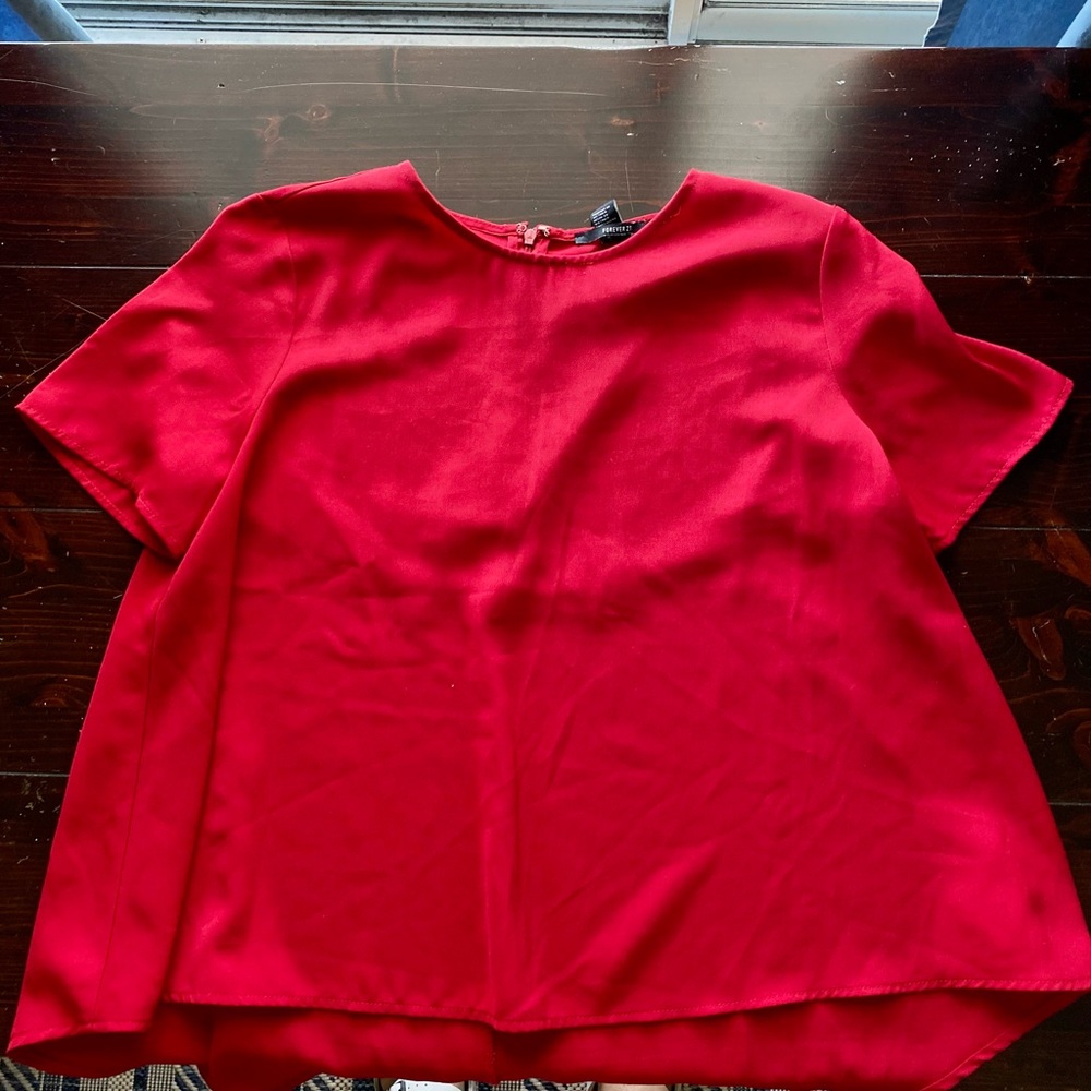 Red Forever 21 Elegant Short-sleeve Top